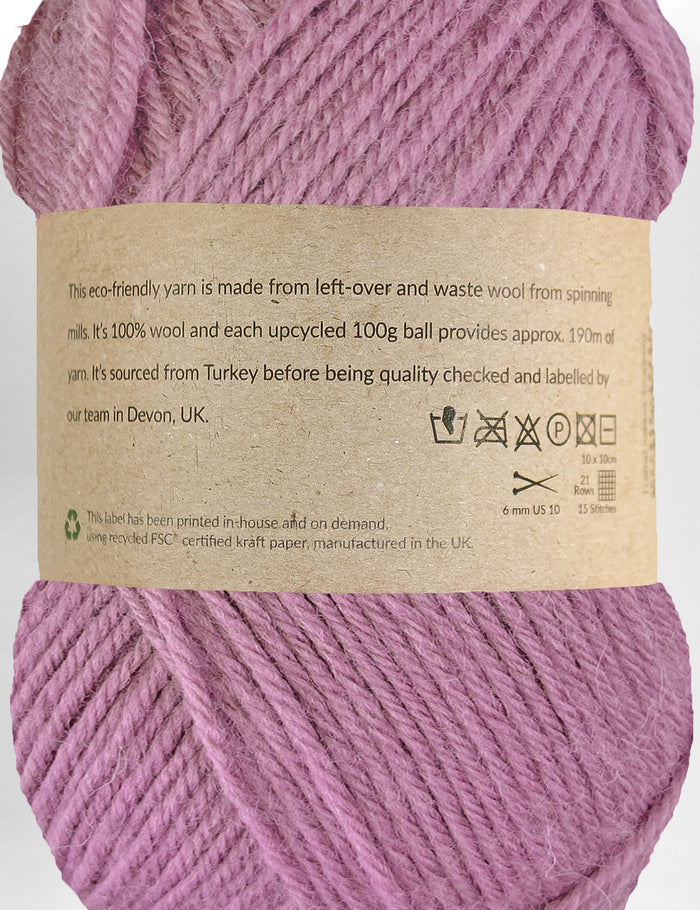 Denbury Purple 100% upcycled knitting wool (100g)