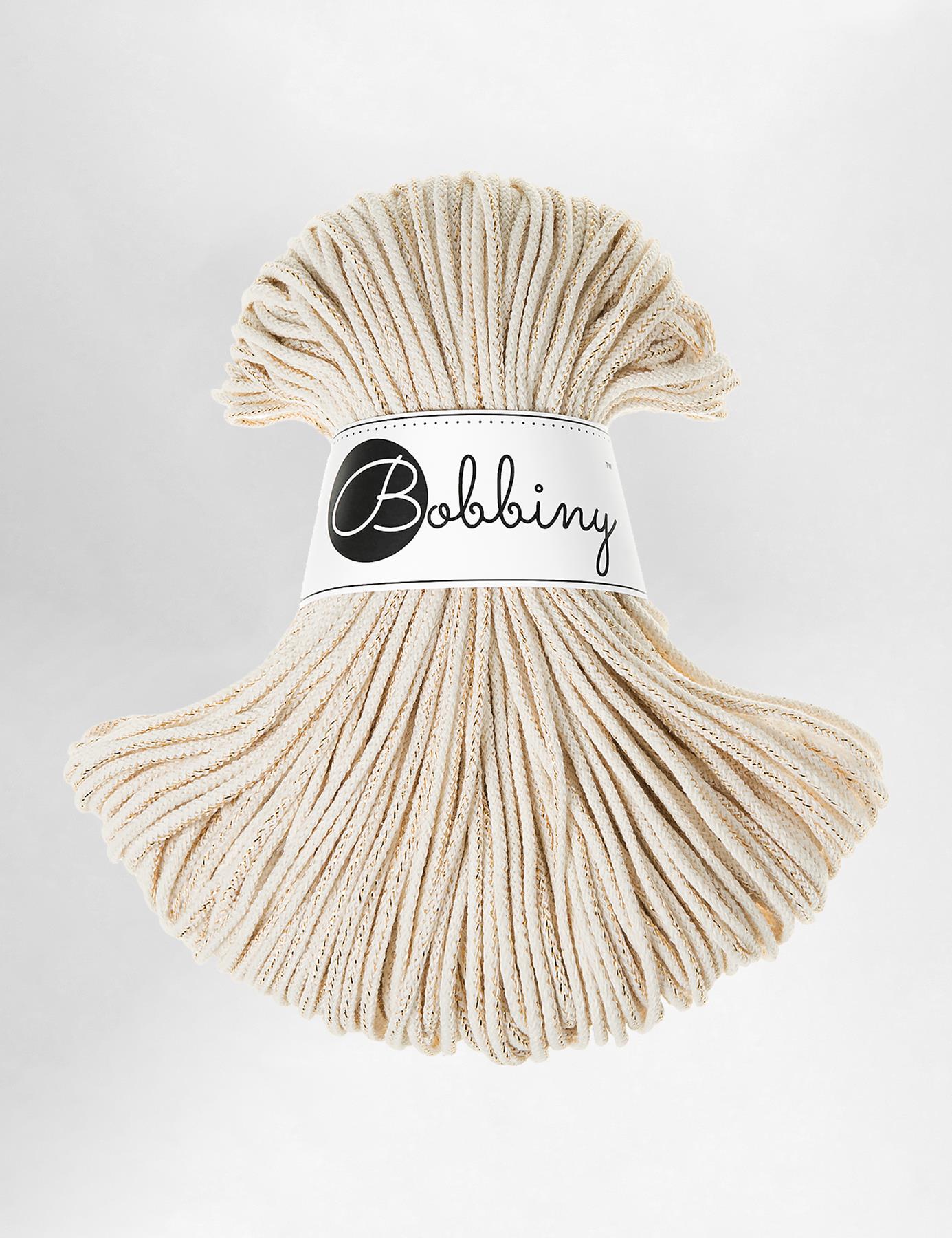 3mm Golden natural recycled cotton macrame cord by Bobbiny (100m)