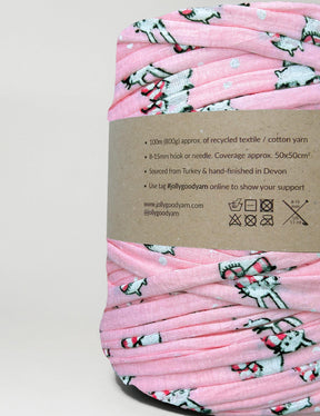 Pink bunny patterned t-shirt yarn (100-120m)