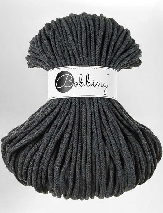 5mm Charcoal recycled cotton macrame cord by Bobbiny (100m)
