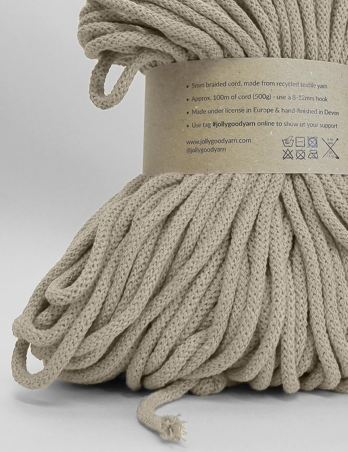 5mm Woolacombe Taupe recycled cotton macrame cord