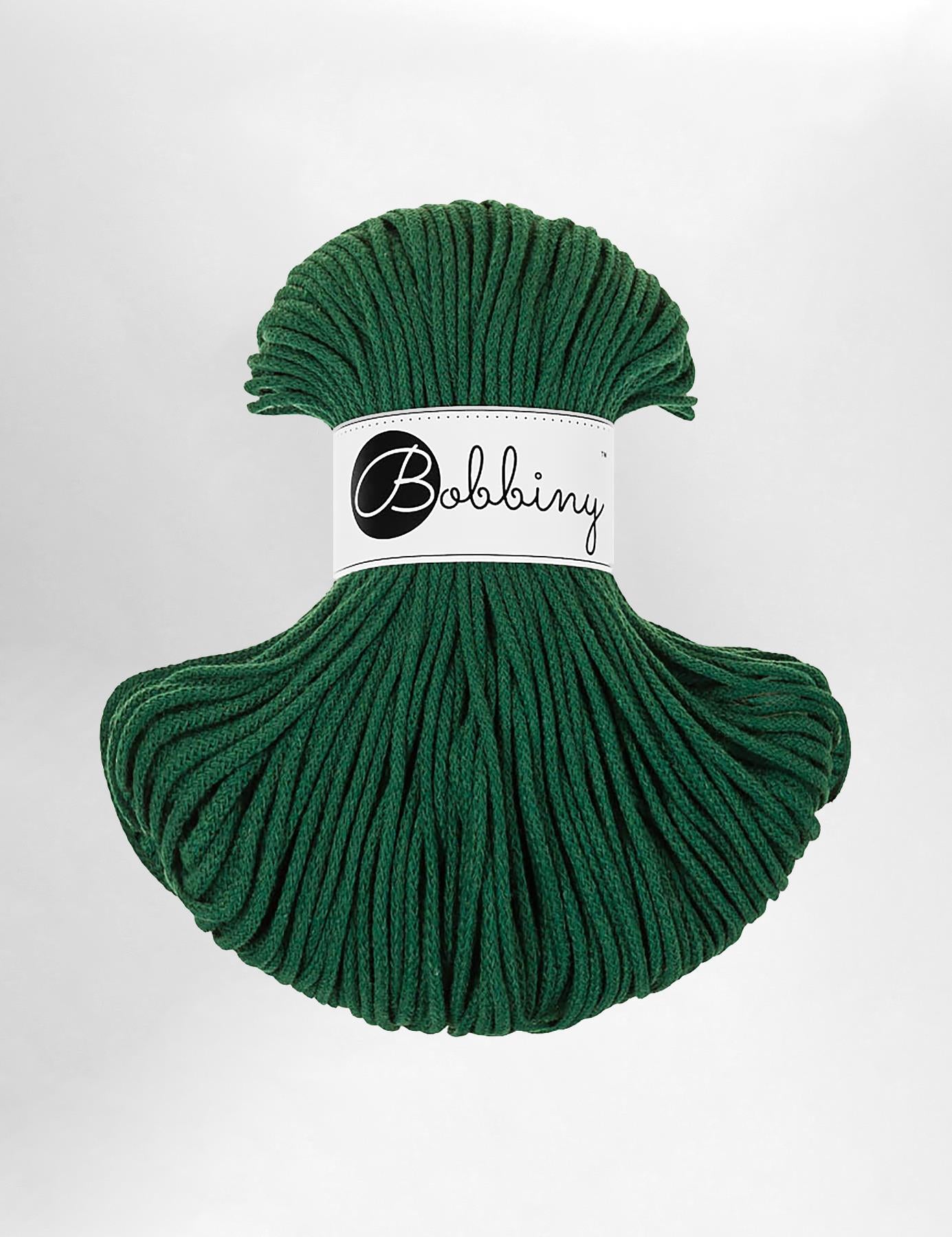 3mm Pine green recycled cotton macrame cord by Bobbiny (100m)