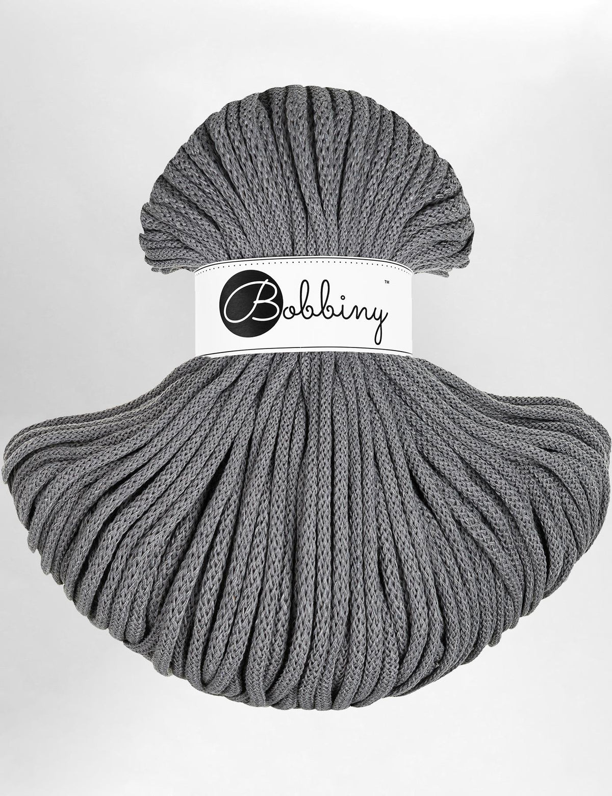 Bobbiny Stone Grey 5mm Braided Macrame Cord (100m)