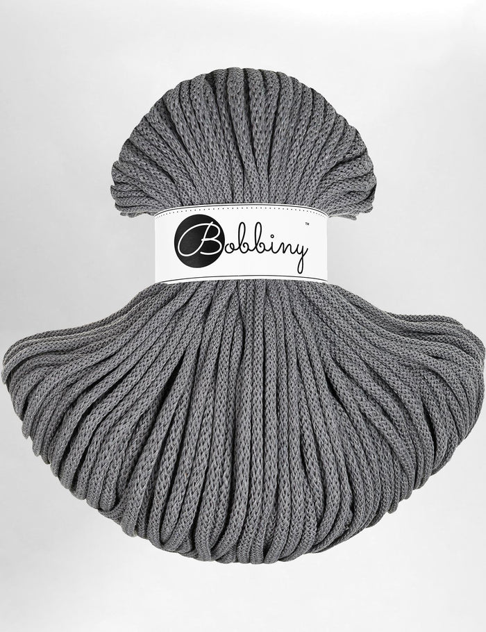 Bobbiny Stone Grey 5mm Braided Macrame Cord (100m)