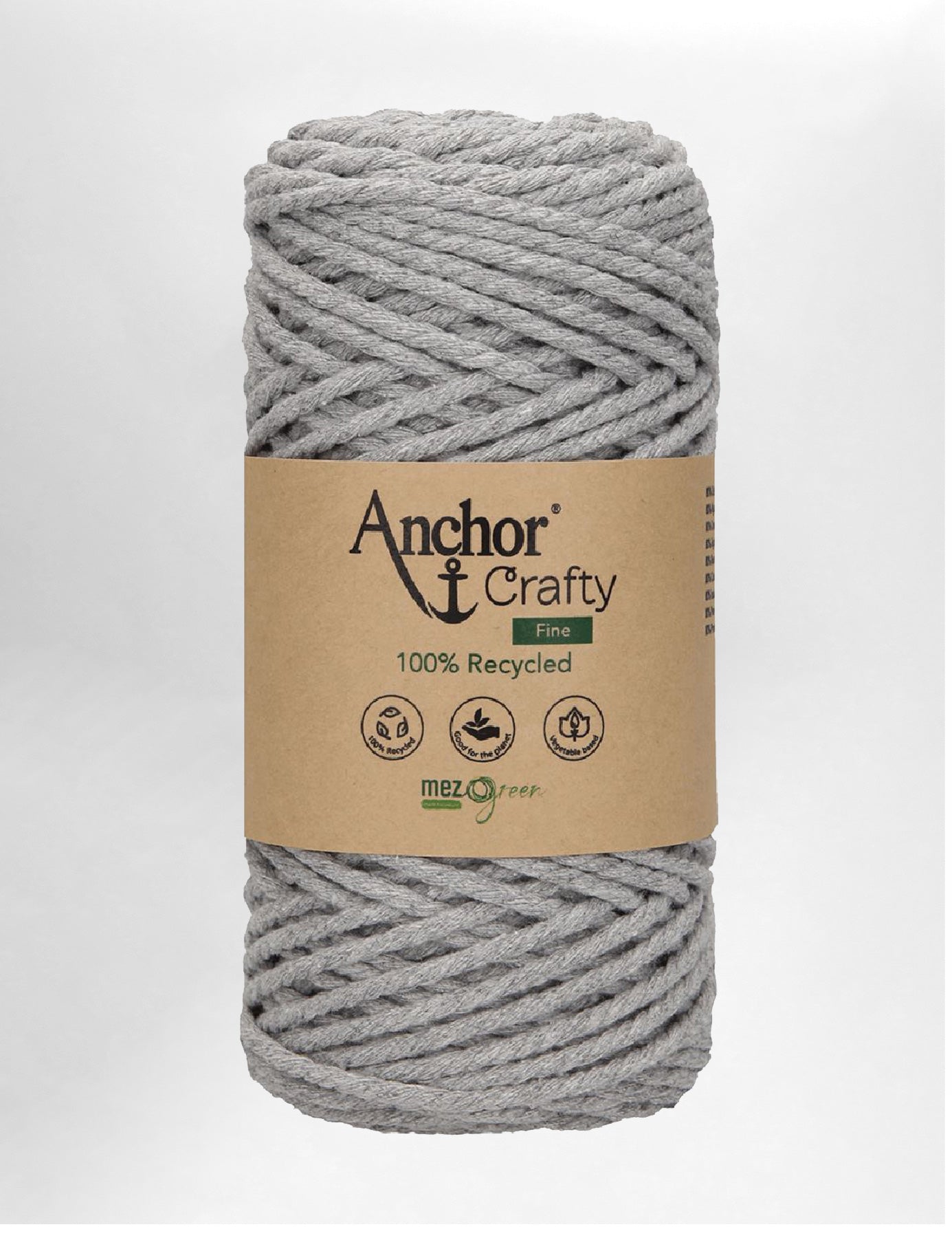 Anchor Crafty 3mm Ash 3ply recycled cotton macrame cord (65m)
