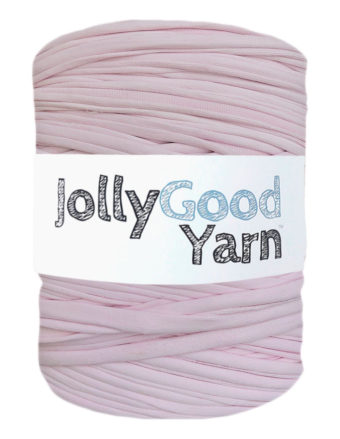 Ball of pink yarn with 'Jolly Good Yarn' label on a white background