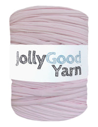 Ball of pink yarn with 'Jolly Good Yarn' label on a white background