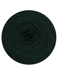 Dark green skein of yarn on a white background