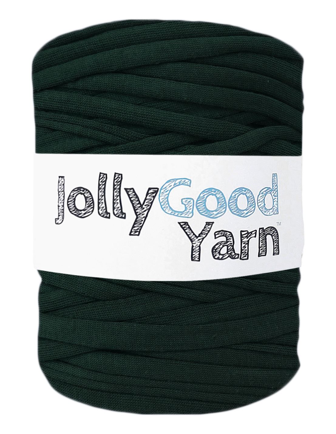 Dark green yarn ball with 'Jolly Good Yarn' label on a white background