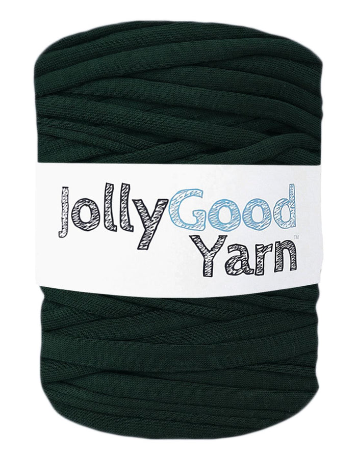 Dark green yarn ball with 'Jolly Good Yarn' label on a white background