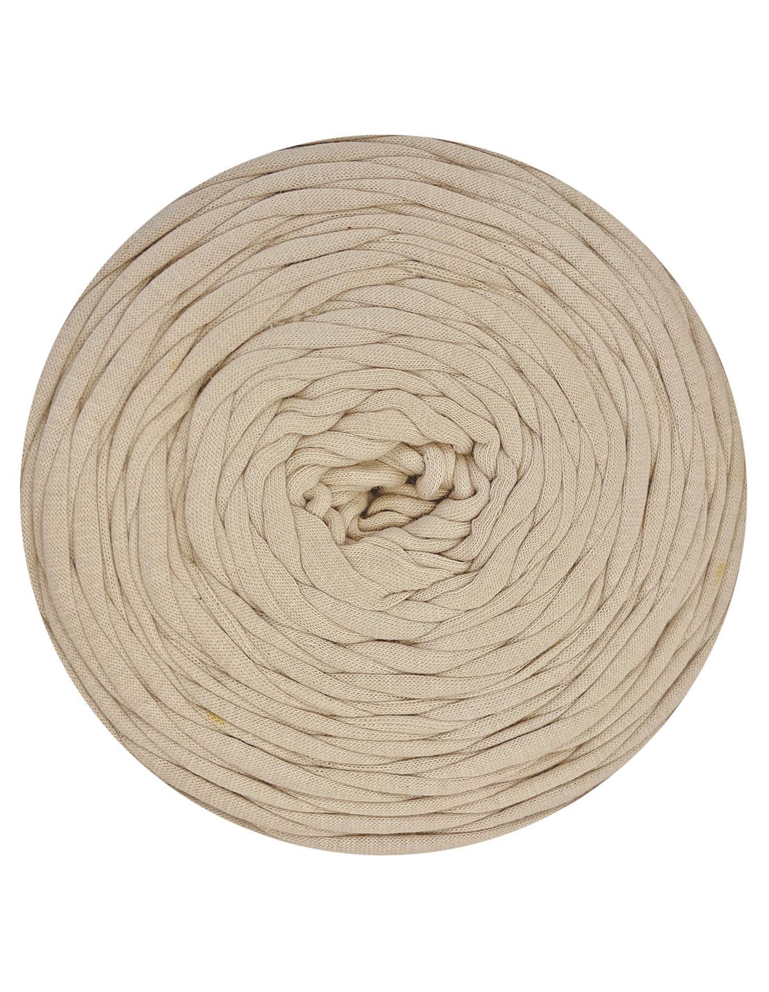 Beige yarn roll on a white background
