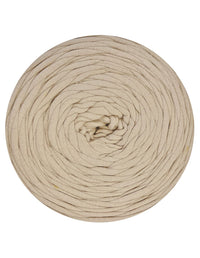 Beige yarn roll on a white background
