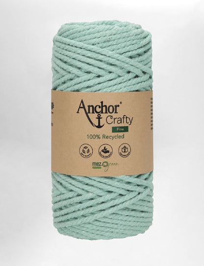 Anchor Crafty 3mm Mint Blue 3ply recycled cotton macrame cord (65m)