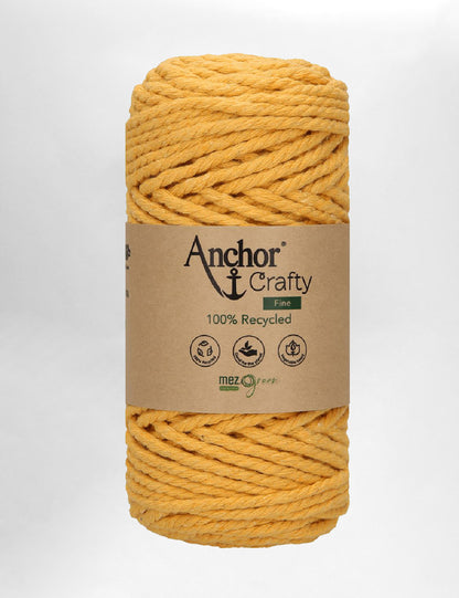 Anchor Crafty 3mm Mustard 3ply recycled cotton macrame cord (65m)