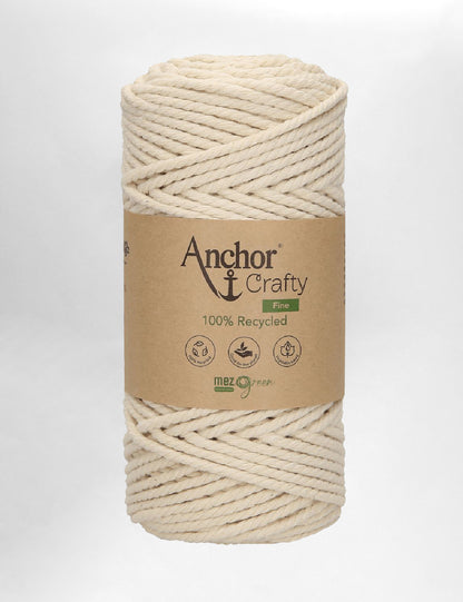 Anchor Crafty 3mm Natural 3ply recycled cotton macrame cord (65m)