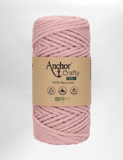 Anchor Crafty 3mm Rose 3ply recycled cotton macrame cord (65m)