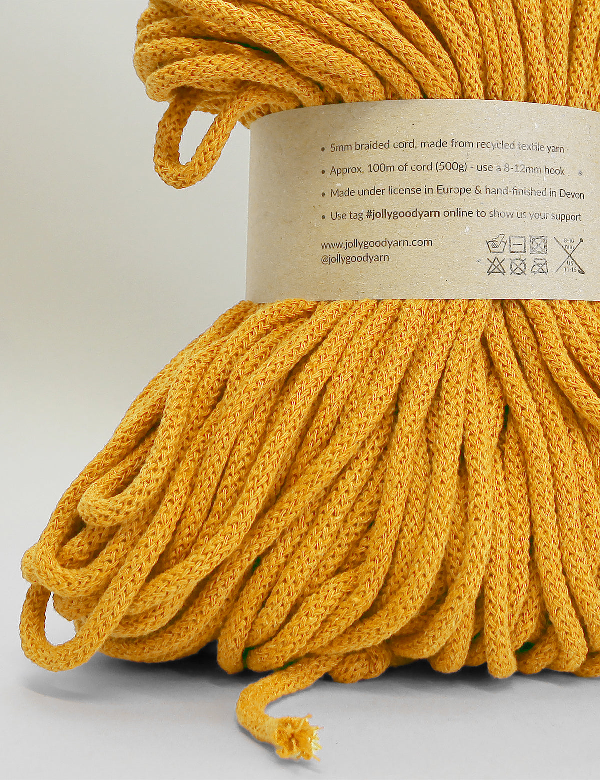 5mm Shaldon Yellow recycled cotton macrame cord