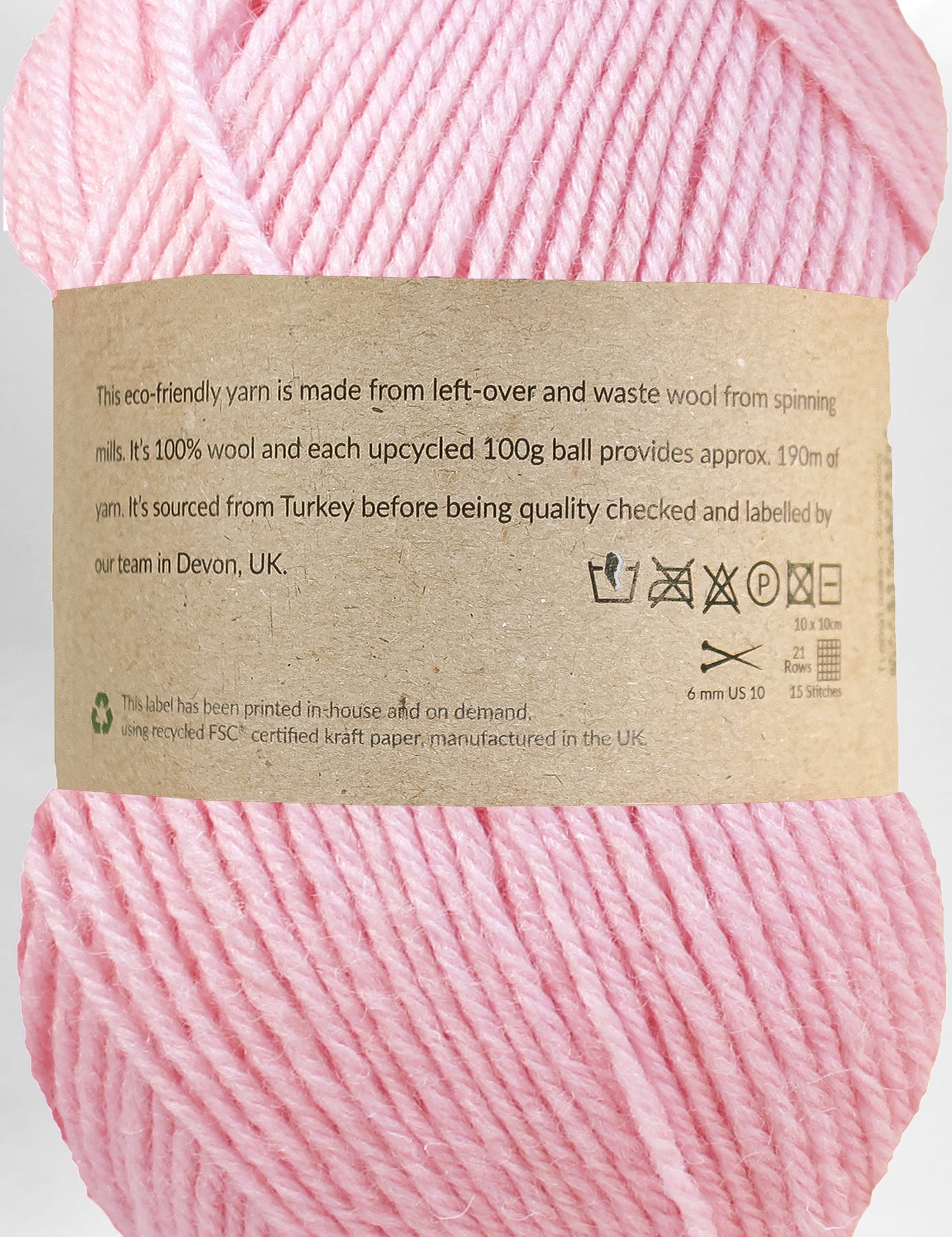 Sidbury Pink 100% upcycled knitting wool (100g)