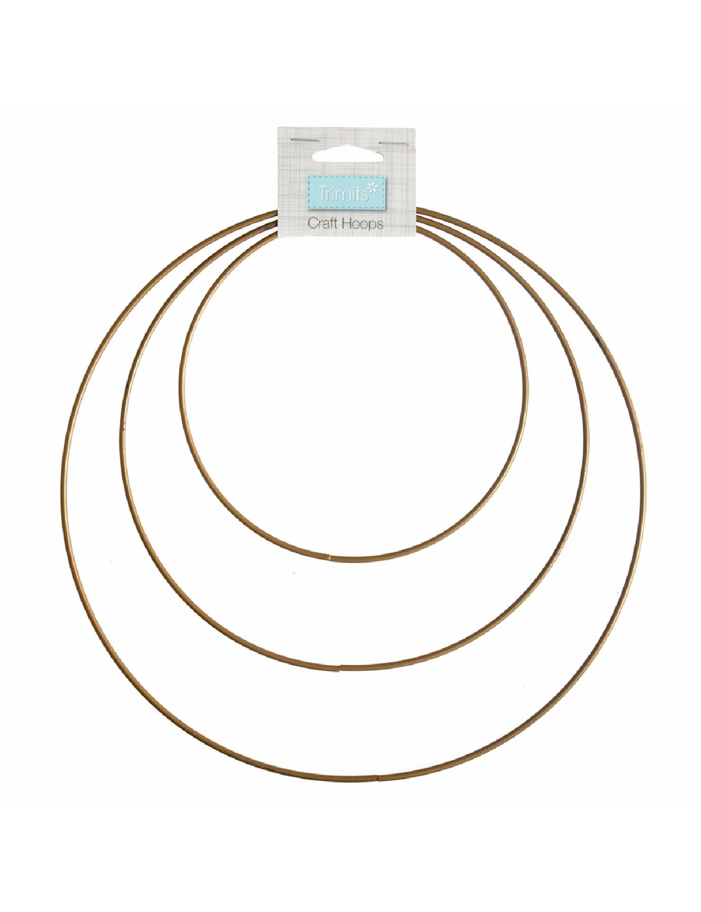 Trimits Set of 3 Metal Craft Rings (TRH15) gold macrame hoops (15, 20, 25cm)