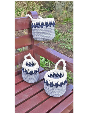 3 Hanging Baskets - Crochet Pattern