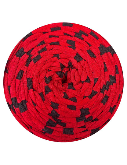 Red with black stripes t-shirt yarn by Rescue Yarn (100-120m)