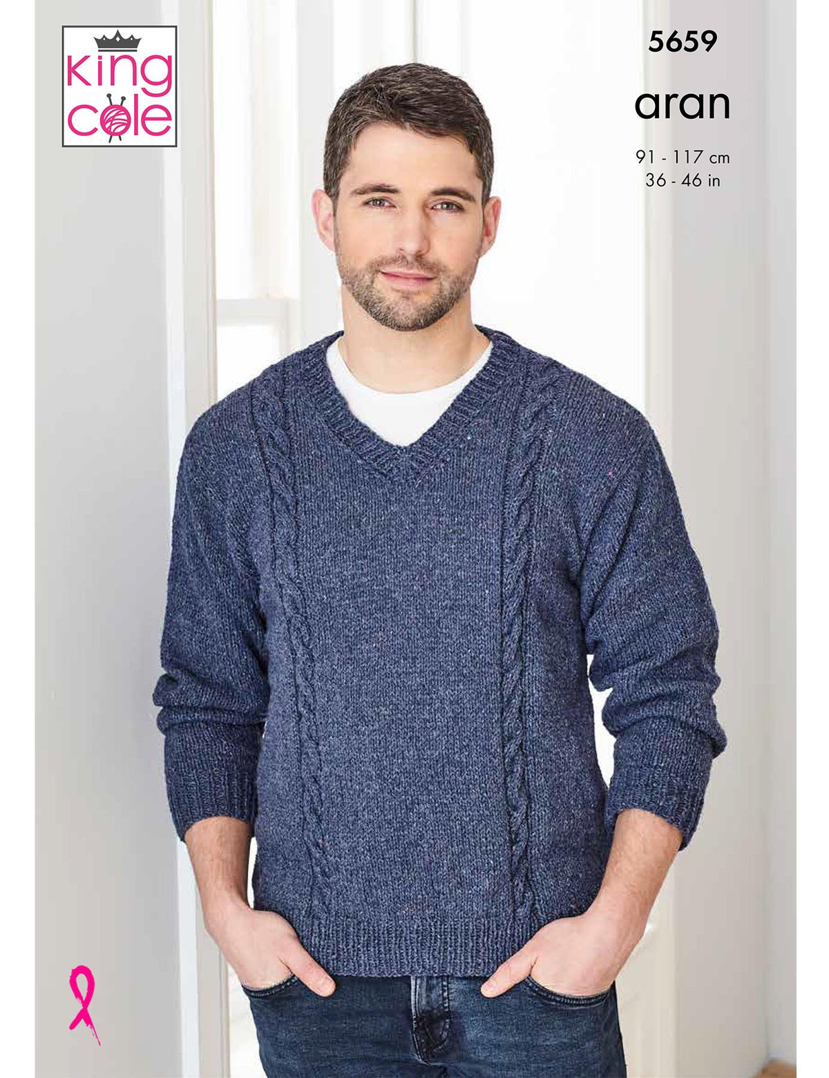 Sweater and sleeveless sweaters aran knitting pattern (5659) by King Cole