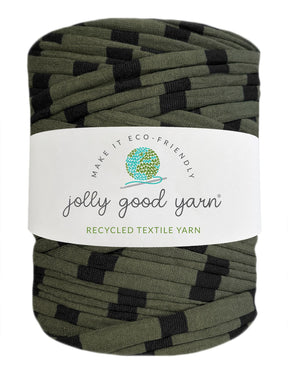 Dark green with black stripes t-shirt yarn (100-120m)