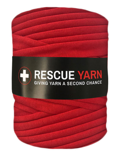 Textured back red t-shirt yarn by Rescue Yarn (100-120m)