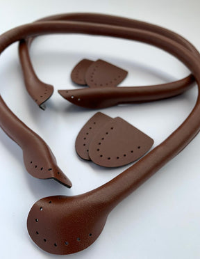 Hemline brown leather effect soft bag handles (H4511.BR) - 51cm