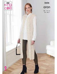 Waistcoat & jacket aran knitting pattern (5656) by King Cole