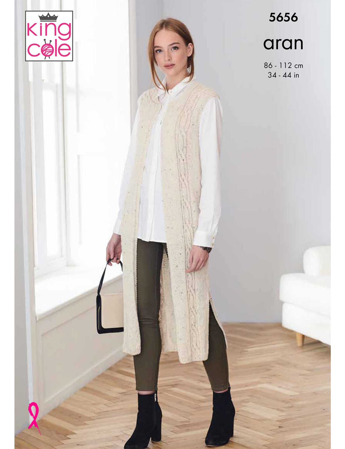 Waistcoat & jacket aran knitting pattern (5656) by King Cole
