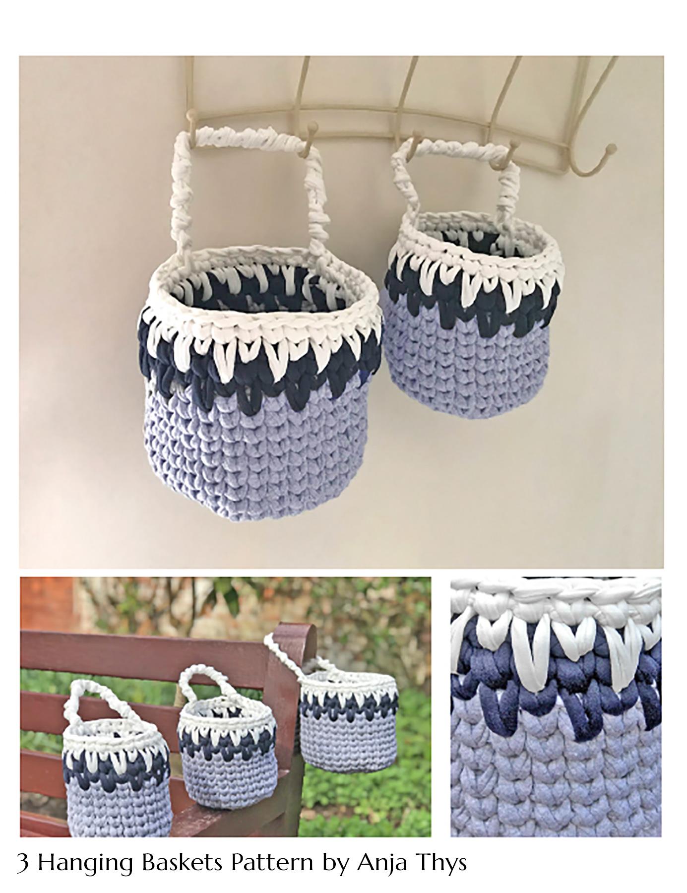 3 Hanging Baskets - Crochet Pattern