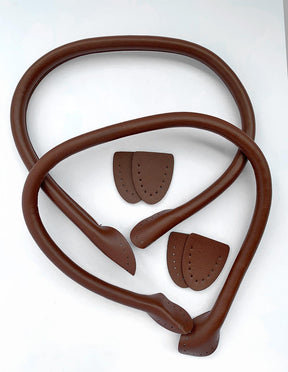 Hemline brown leather effect soft bag handles (H4511.BR) - 51cm