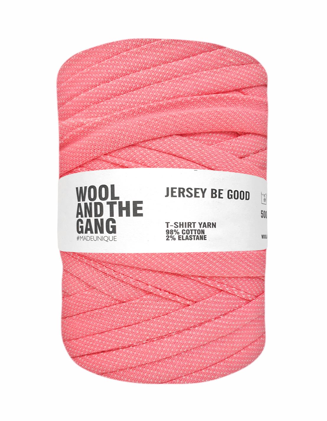 Bright Pink with white dots Jersey Be Good t-shirt yarn by Wool and the Gang (500g)