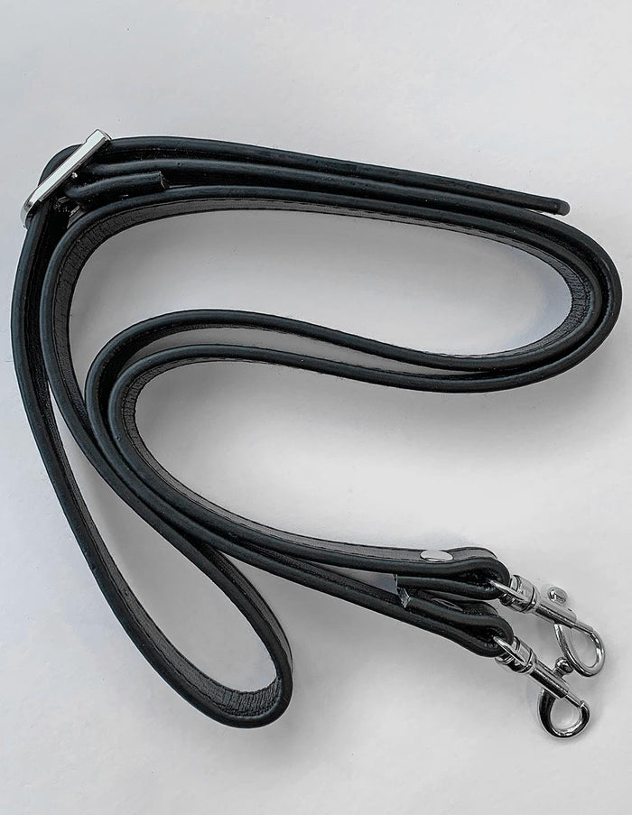 Hemline black leather effect bag handles (H4512.BK) - 110cm