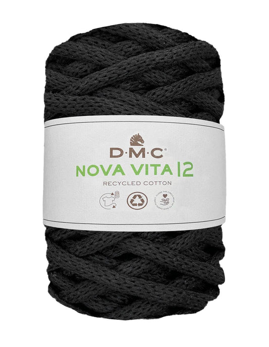 DMC Nova Vita 12 Black (02) recycled cotton macrame cord (55m)