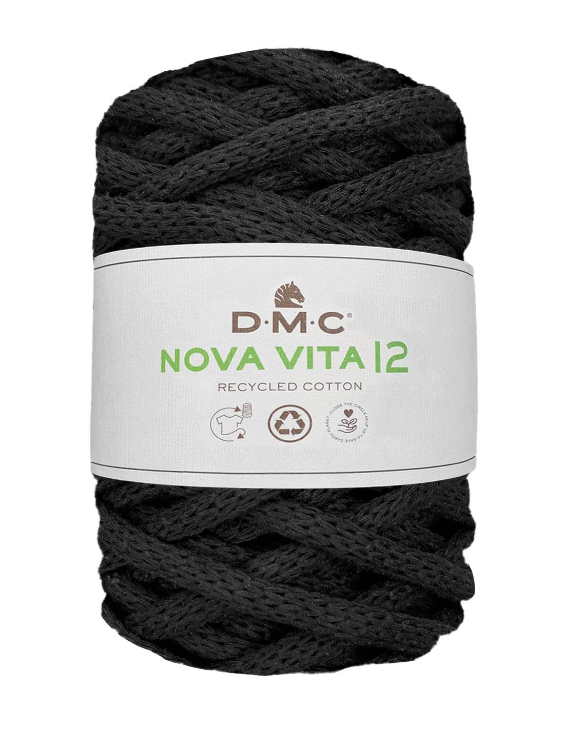 DMC Nova Vita 12 Black (02) recycled cotton macrame cord (55m)