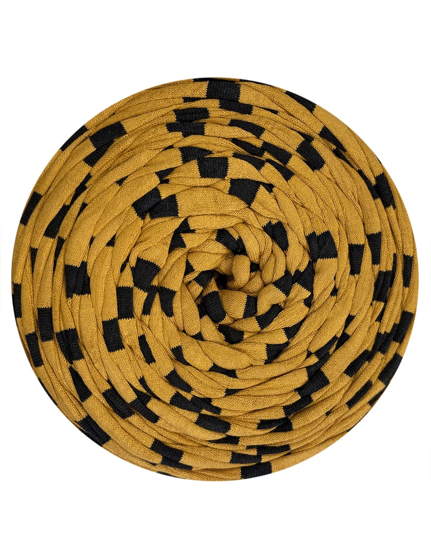 Mustard with black stripes t-shirt yarn (100-120m)