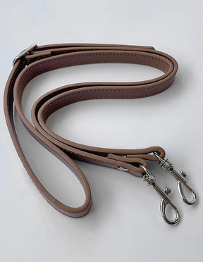 Hemline brown leather effect bag handles (H4512.BR)  - 110cm