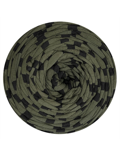 Dark green with black stripes t-shirt yarn (100-120m)
